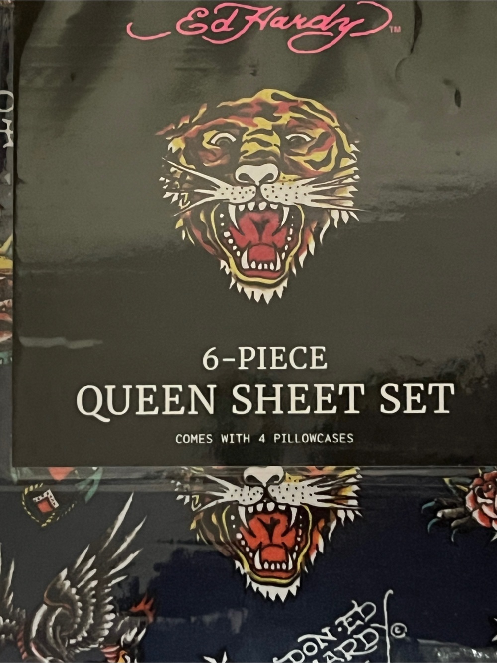 Ed Hardy 6Piece Queen sheets set Tattoo Tiger Geisha Skull